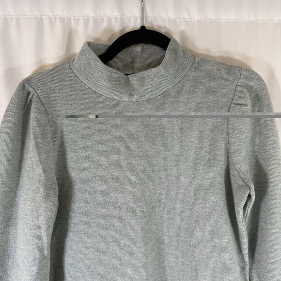 Madewell Sweater Women's Small Grey Ribbed Turtleneck Cotton Blend Pullover - Picture 2 of 11